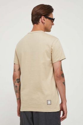 G-Star Raw tricou din bumbac culoarea bej, neted