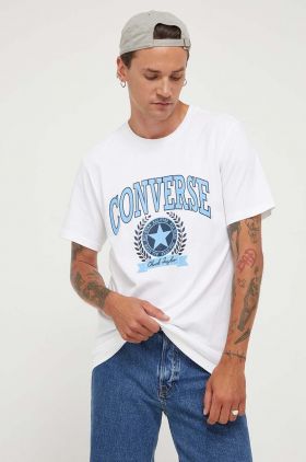 Converse tricou din bumbac culoarea alb, cu imprimeu