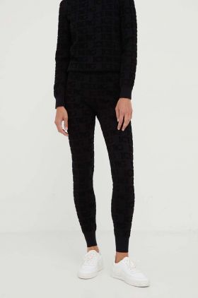 Iceberg pantaloni femei, culoarea negru, mulata, high waist