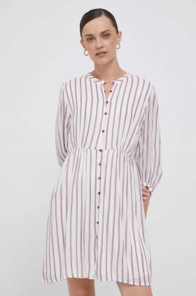 Pepe Jeans rochie culoarea alb, mini, evazati