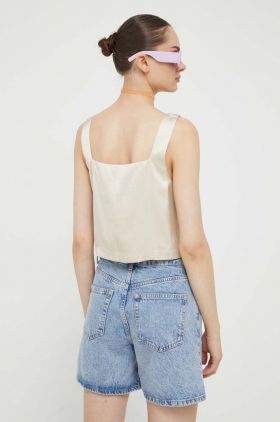 Abercrombie & Fitch top femei, culoarea bej