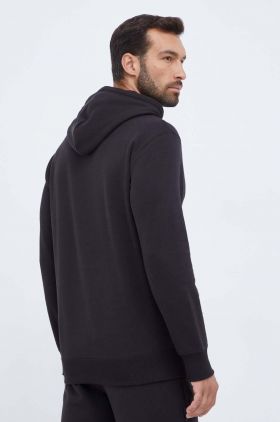 Puma hanorac de bumbac barbati, culoarea negru, cu glugă, cu imprimeu