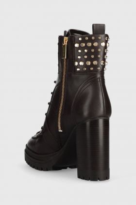 MICHAEL Michael Kors cizme de piele Yvonne femei, culoarea maro, cu toc drept, 40F3YVHE8L