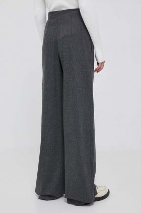 Emporio Armani pantaloni de lana culoarea gri, lat, high waist