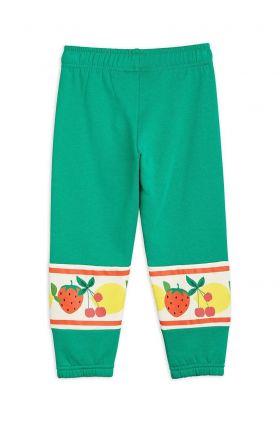 Mini Rodini pantaloni de trening din bumbac pentru copii culoarea verde, cu imprimeu