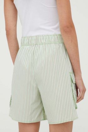 Stine Goya pantaloni scurti din bumbac Leon culoarea verde, modelator, high waist