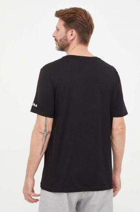 Fila tricou din bumbac culoarea negru, cu imprimeu