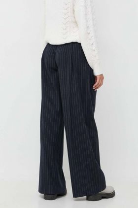 Silvian Heach pantaloni femei, culoarea albastru marin, lat, high waist