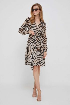 Dkny rochie culoarea maro, mini, evazati