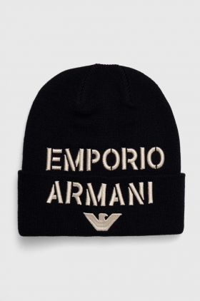 Emporio Armani caciula din lana pentru copii culoarea albastru marin