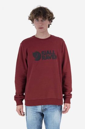 Fjallraven hanorac de bumbac Logo Sweater bărbați, culoarea roșu, cu imprimeu  F84142