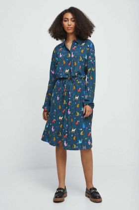 Medicine rochie culoarea turcoaz, midi, oversize