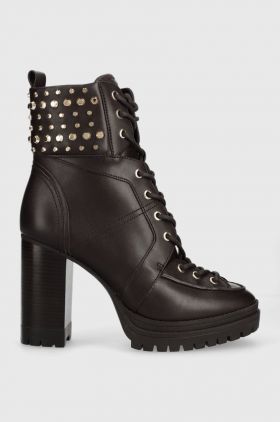 MICHAEL Michael Kors cizme de piele Yvonne femei, culoarea maro, cu toc drept, 40F3YVHE8L