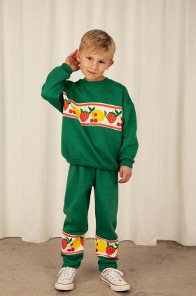 Mini Rodini pantaloni de trening din bumbac pentru copii culoarea verde, cu imprimeu