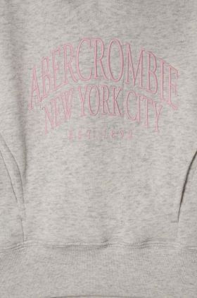 Abercrombie & Fitch bluza copii culoarea gri, cu glugă, cu imprimeu