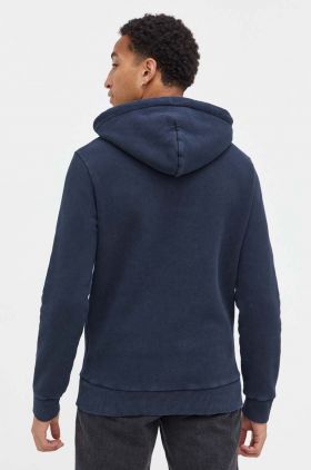 Superdry bluza barbati, culoarea albastru marin, cu glugă, cu imprimeu