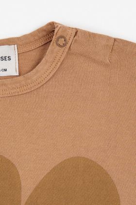 Bobo Choses longsleeve din bumbac pentru bebeluși culoarea maro, cu imprimeu