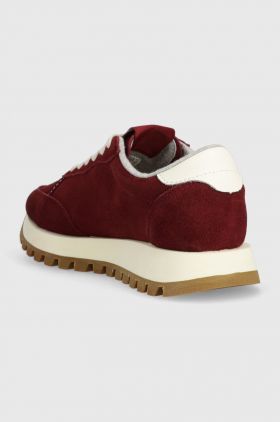 Gant sneakers din piele intoarsă Caffay culoarea bordo, 27533167.G554