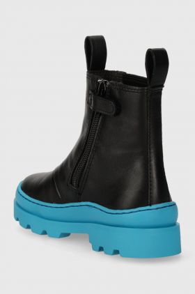 Camper cizme chelsea din piele pentru copii Brutus Kids culoarea negru