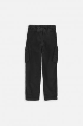 Coccodrillo pantaloni de bumbac pentru copii culoarea negru, neted