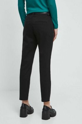 Medicine pantaloni femei, culoarea negru, fason chinos, medium waist