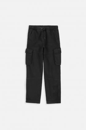 Coccodrillo pantaloni de bumbac pentru copii culoarea negru, neted