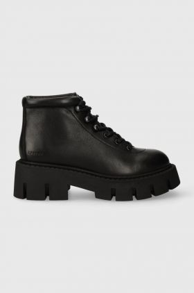 Copenhagen cizme de piele femei, culoarea negru, cu platforma, CPH134 vitello