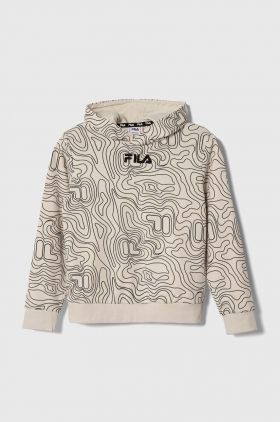 Fila bluza copii BIMOEHLEN AOP culoarea alb, cu glugă, modelator