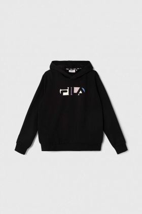 Fila bluza copii BINDLACH culoarea negru, cu glugă, cu imprimeu