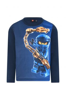 Lego longsleeve din bumbac pentru copii culoarea albastru marin, cu imprimeu