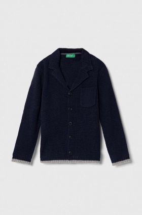 United Colors of Benetton cardigan copii culoarea albastru marin, light