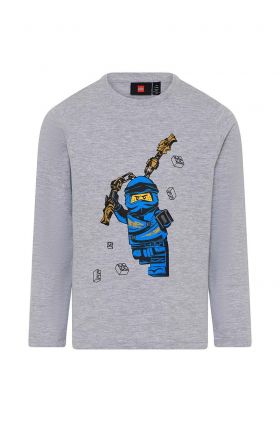 Lego pijamale de bumbac pentru copii x Ninjago culoarea gri, cu imprimeu