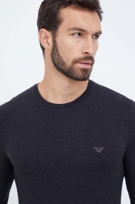 Emporio Armani Underwear longsleeve lounge culoarea negru, neted