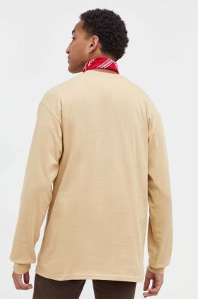 Vans longsleeve din bumbac culoarea bej, neted