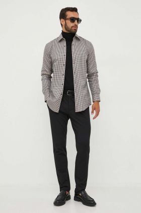 BOSS camasa din bumbac barbati, culoarea bej, cu guler clasic, slim