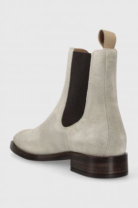 Gant botine din piele intoarsa Fayy femei, culoarea gri, cu toc plat, 27553384.G236