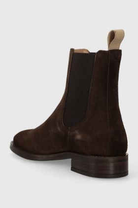Gant botine din piele intoarsa Fayy femei, culoarea maro, cu toc plat, 27553384.G46