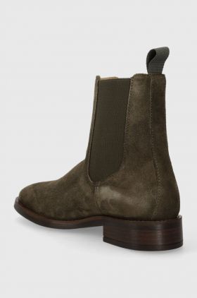 Gant botine din piele intoarsa Fayy femei, culoarea verde, cu toc plat, 27553384.G710