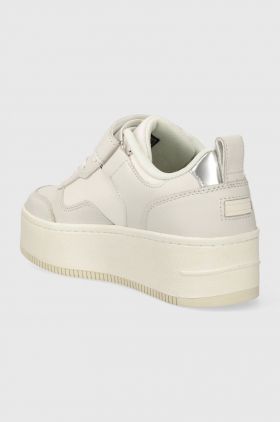 Tommy Jeans sneakers din piele TJW FLATFORM VELCRO culoarea alb, EN0EN02539