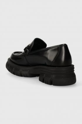 Karl Lagerfeld mocasini de piele PRECINCT femei, culoarea negru, cu platforma, KL43823F