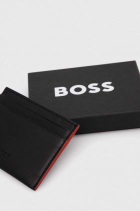 BOSS carcasa din piele culoarea negru