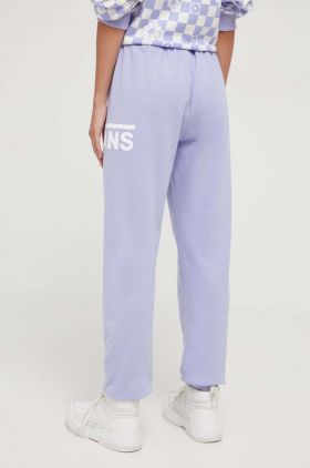 Vans pantaloni de trening culoarea violet, cu imprimeu