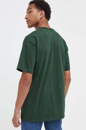 Vans tricou din bumbac culoarea verde, neted