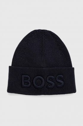 Boss Orange caciula din amestec de lana BOSS ORANGE culoarea albastru marin, din tricot gros