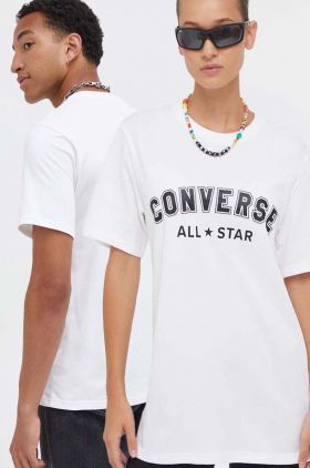 Converse tricou din bumbac culoarea alb, cu imprimeu