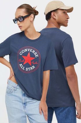 Converse tricou din bumbac culoarea albastru marin, cu imprimeu