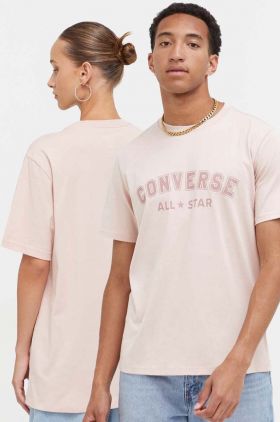 Converse tricou din bumbac culoarea roz, cu imprimeu