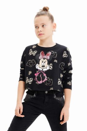 Desigual longsleeve din bumbac pentru copii culoarea negru