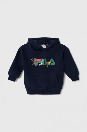 Fila bluza copii TEMNITZQUELL hoody culoarea albastru marin, cu glugă, cu imprimeu