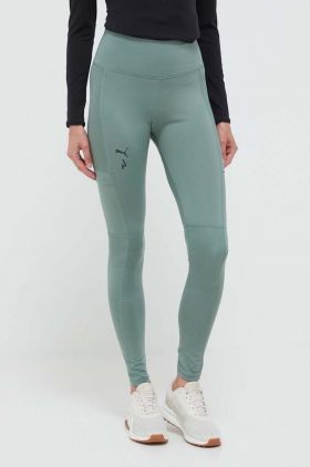 Puma leggins de alergare Seasons culoarea verde, neted